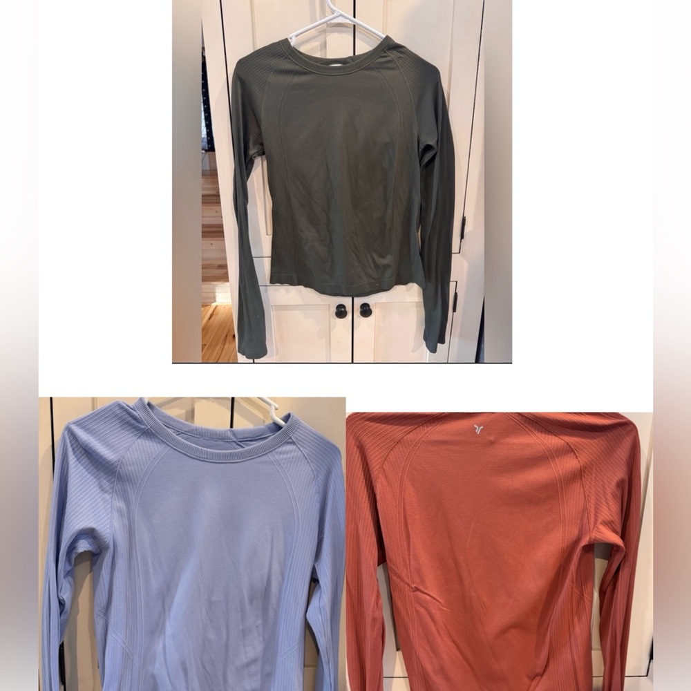 Set of 3 Old Navy Active Seamless Ribbed Long Sleeve Top M Lululemon Inspired